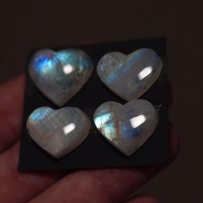 Rainbow Moonstone Heart Cabochon Smooth - Choose your Stone (W9)