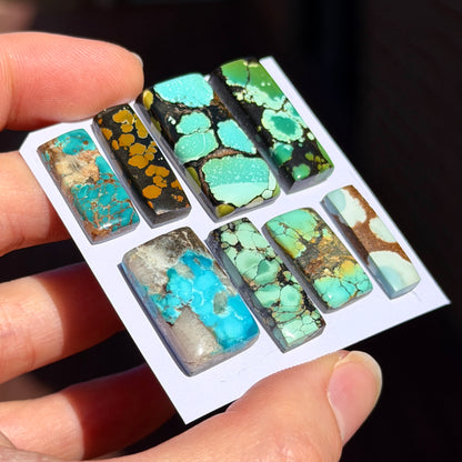 17-26mm Hubei Turquoise Rectangle Cabochon Smooth (Backed) - Choose your Stone (W14)