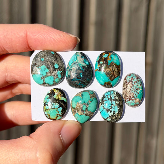 16-19mm Hubei Turquoise Cabochon Smooth (Backed) - Choose your Stone (W15)