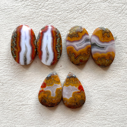 Moroccan Red Seam Agate Cabochon Pairs - Choose your Pair (W7)