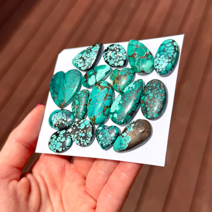 15-30mm Green Cloud Mountain Hubei Turquoise Cabochon Smooth (Backed) - Choose your Stone (W13)