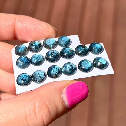 8mm Teal Moss Kyanite round Cabochon Smooth - Choose your Stone (W13)