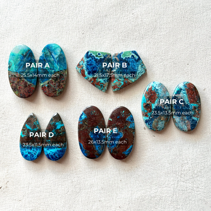 Shattuckite Cabochon Pairs Smooth - Choose your Pair (W2)
