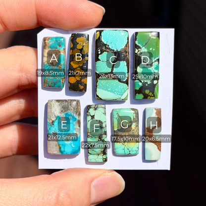 17-26mm Hubei Turquoise Rectangle Cabochon Smooth (Backed) - Choose your Stone (W14)