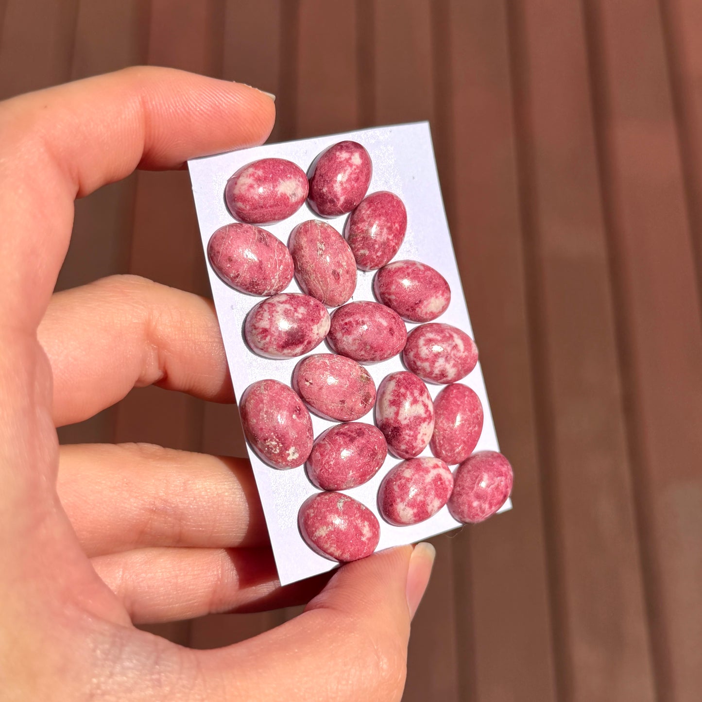 13x10mm Norwegian Thulite Cabochons Smooth Oval - Set of 3 (W10-EY)