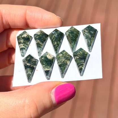 Moss Agate Kite Cabochon Smooth (20x10mm) - Choose your Stone (W13)