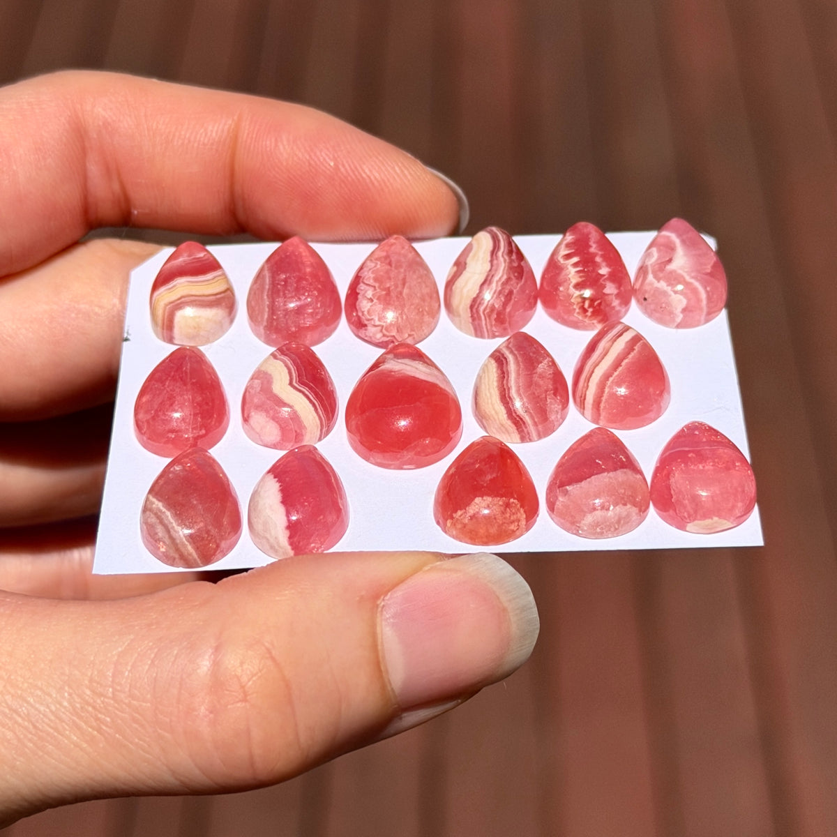 Mini Rhodochrosite Cabochon Teardrop Smooth - Choose your Stone (W5)