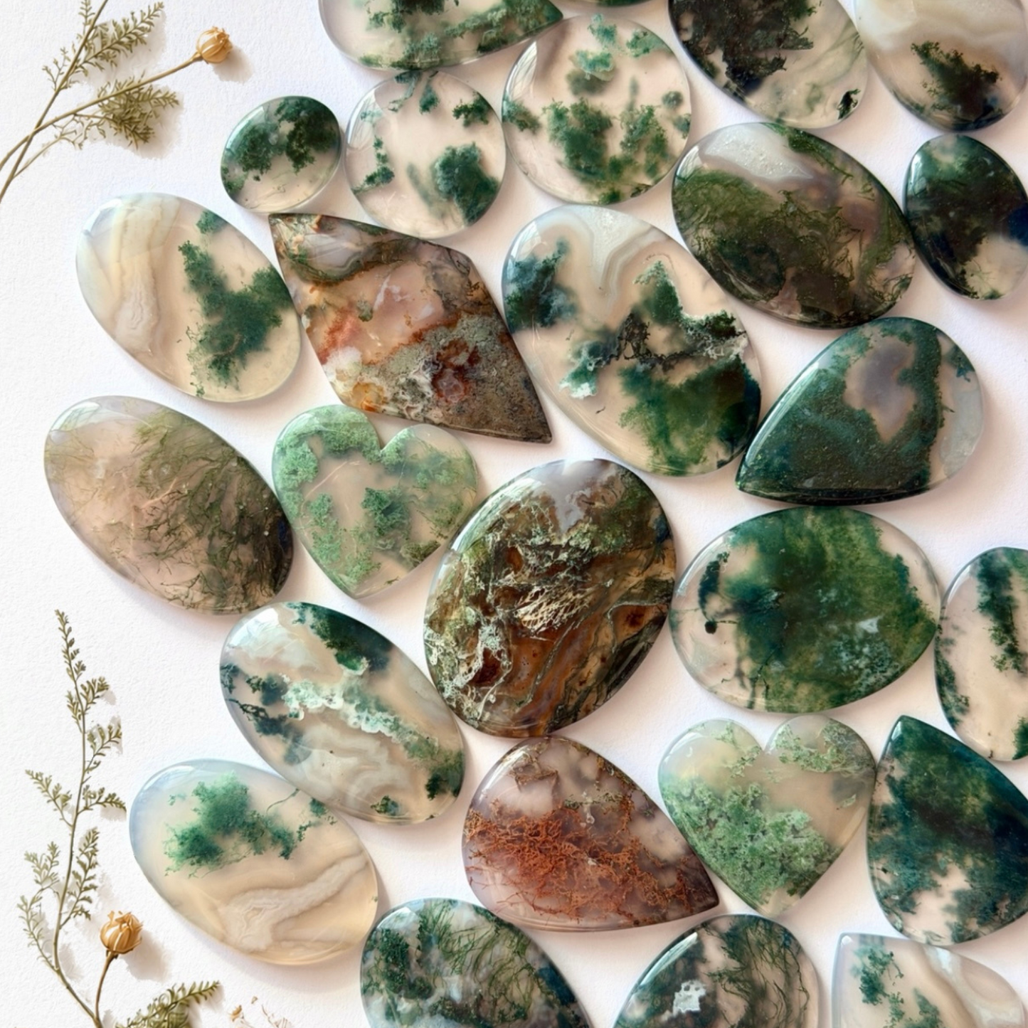 21-47mm Horse Canyon Moss Agate Cabochon - Choose your Stone (W)