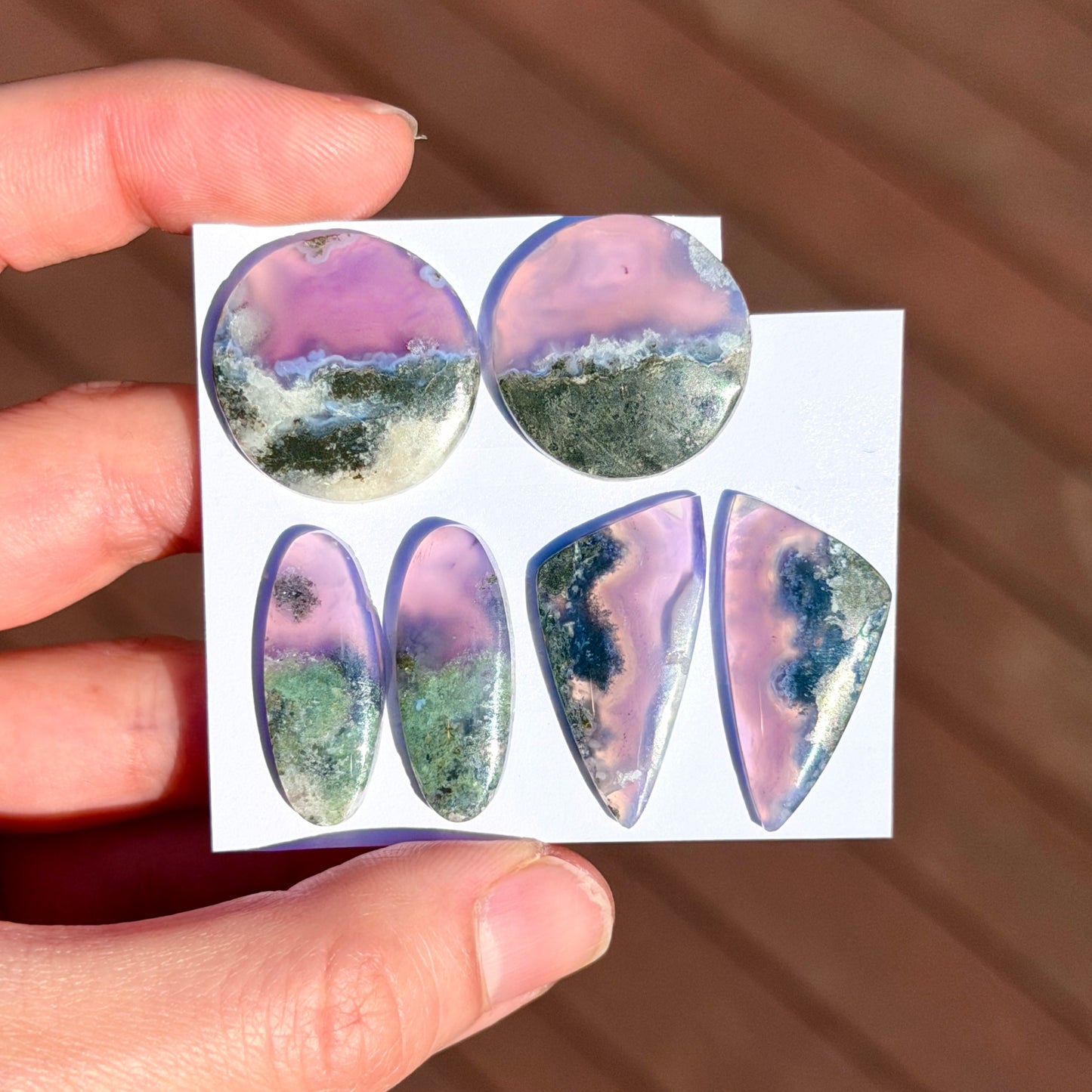 Lavender (Purple) Moss Agate Cabochon Pairs - Choose your Pair (W14)