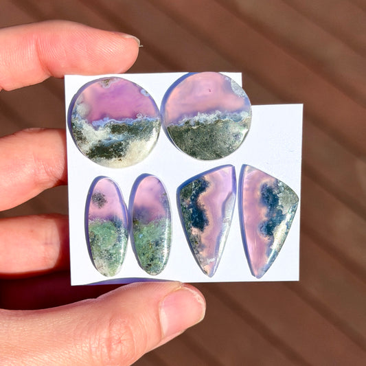 Lavender (Purple) Moss Agate Cabochon Pairs - Choose your Pair (W14)