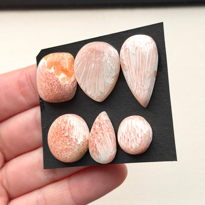13-26mm Peach Scolecite Cabochon Smooth - Choose your Stone (W13)