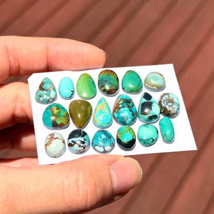 9-14mm Hubei Turquoise Cabochon Smooth (Backed) - Choose your Stone (W6)