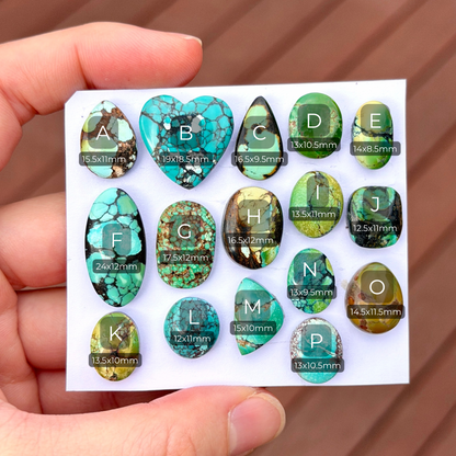 12-24mm Hubei Turquoise Cabochon Smooth (Backed) - Choose your Stone (W3)