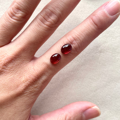 8x6mm Hessonite Garnet Oval Cabochon Smooth - Set of 3 (E12)