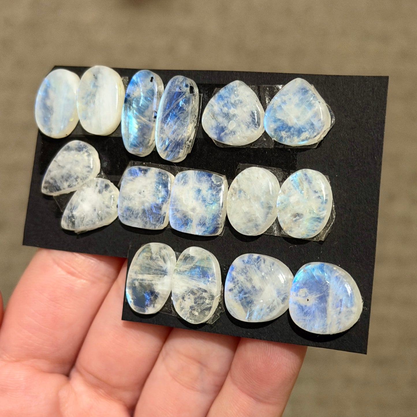 12-17mm Rainbow Moonstone Cabochon Pairs - Choose your Pair (W16)