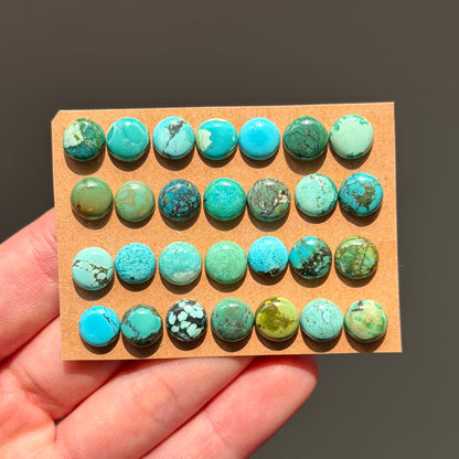 8mm Tibetan Turquoise Cabochon Smooth Round - Choose your Stone (W10)