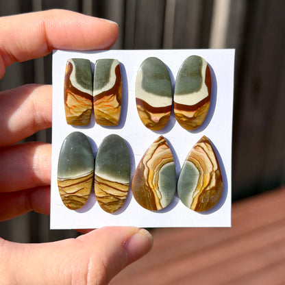 Scenic Polychrome Jasper Cabochon Pairs - Choose your Pair (W12)