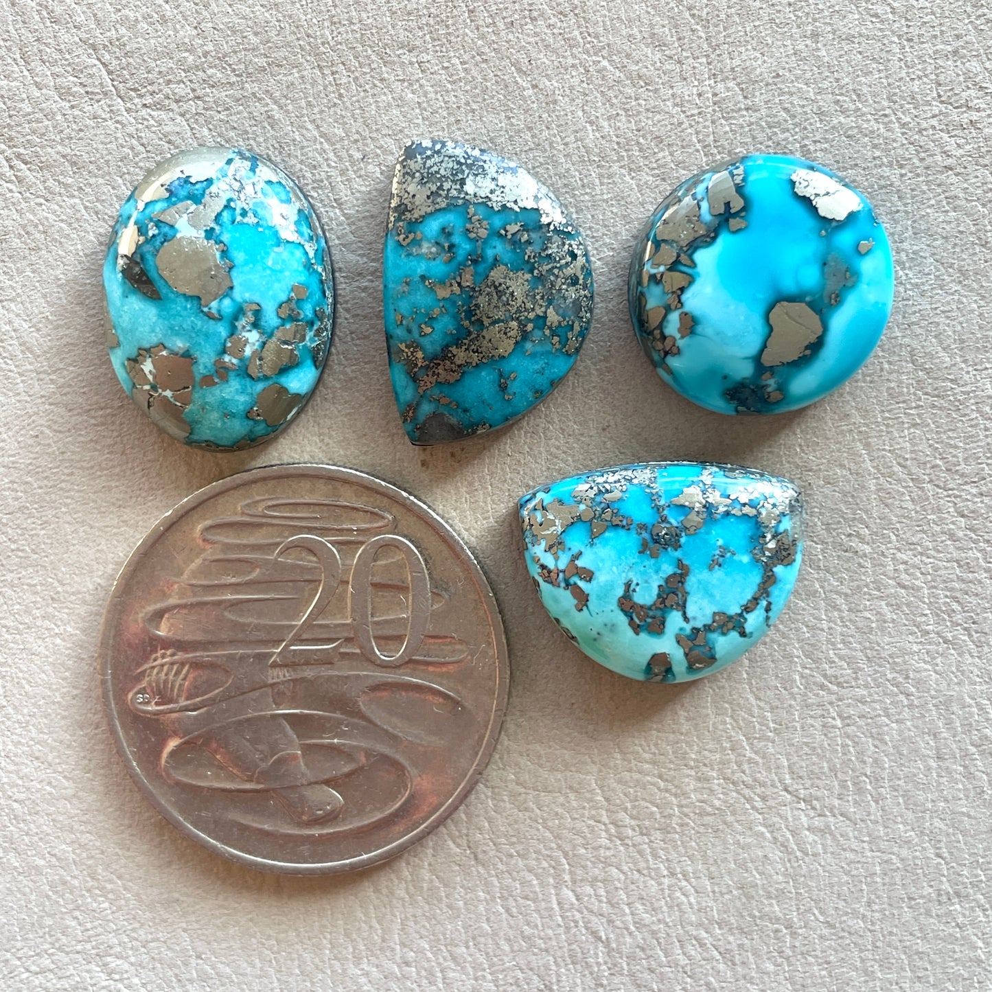 16-20mm Morenci Turquoise with Pyrite Cabochon Smooth (Backed) - Choose your Stone (W9)