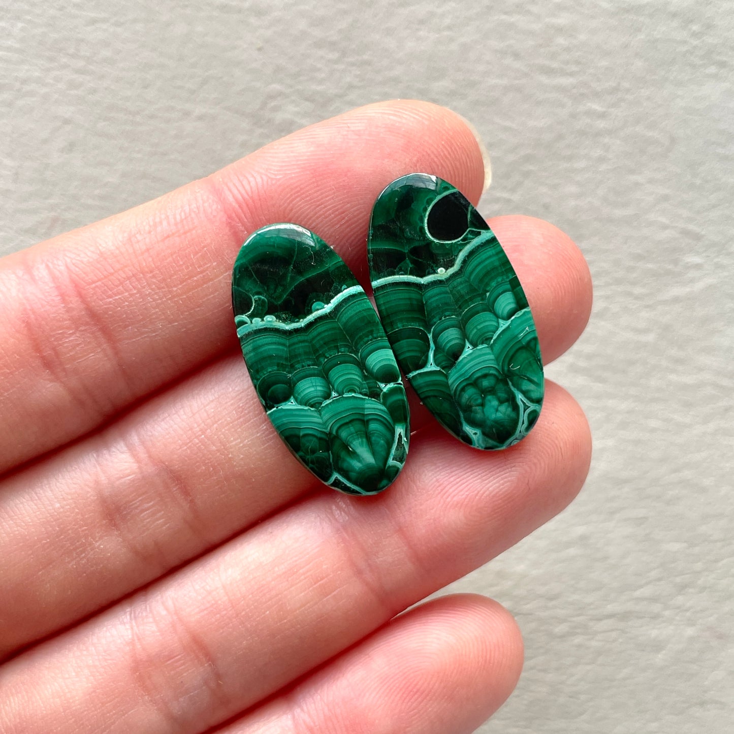 Malachite Cabochon Pair - Oval 26.5mm x 13mm (W7)
