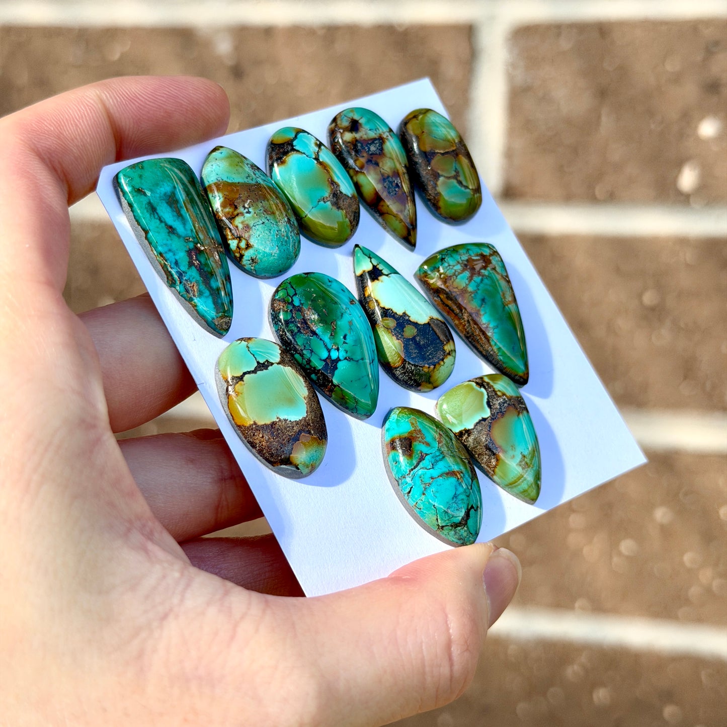Bamboo Mountain Hubei Turquoise (Blue/Green with Brown splashes) Cabochon Smooth (Backed) - Choose your Stone (W10-EY)