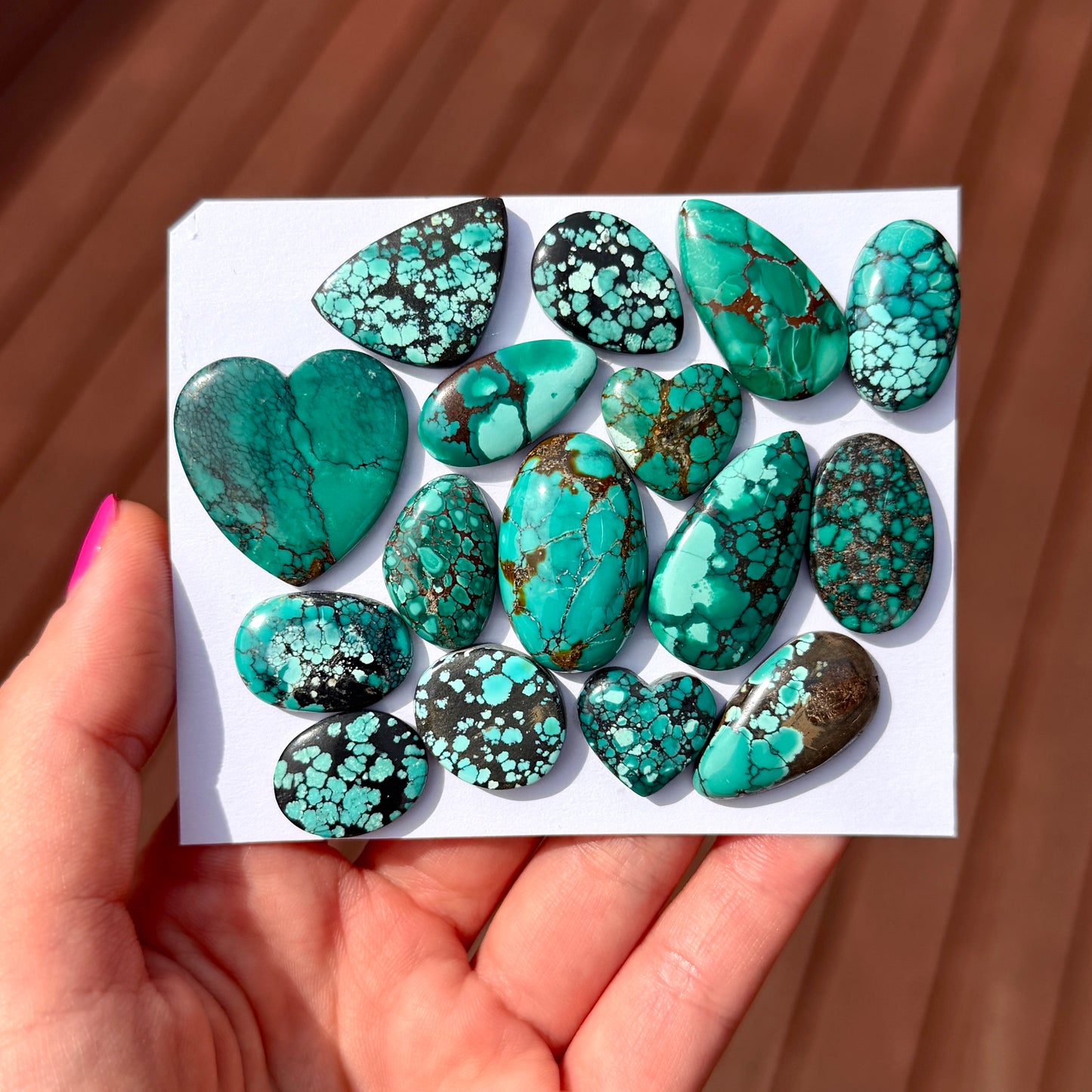 15-30mm Green Cloud Mountain Hubei Turquoise Cabochon Smooth (Backed) - Choose your Stone (W13)