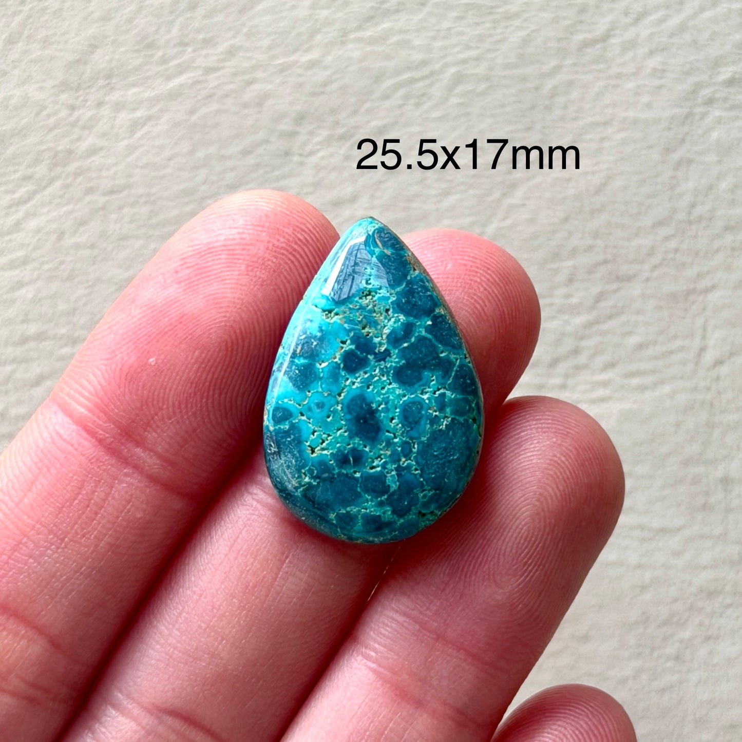 ‘Reef from above' Blue Hubei Turquoise Teardrop Cabochon - 25.5mm x 17mm (W16)
