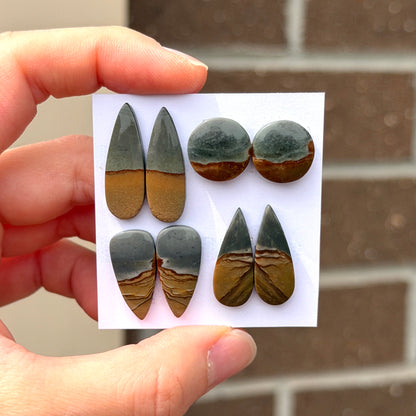 Scenic Polychrome Jasper Cabochon Pairs - Choose your Pair (W8)