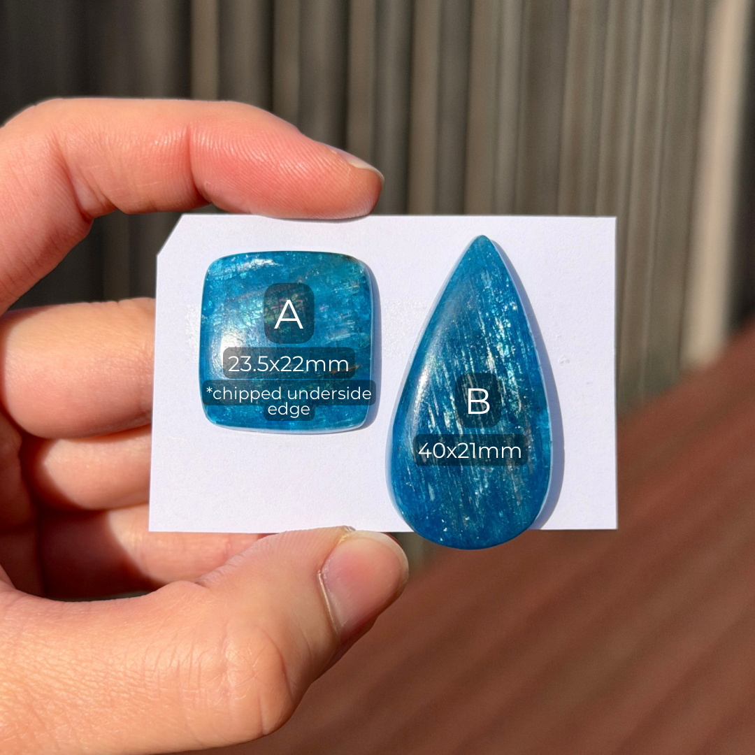 Neon Blue Apatite (Chatoyant) Cabochon Smooth - Choose your Stone (W15)