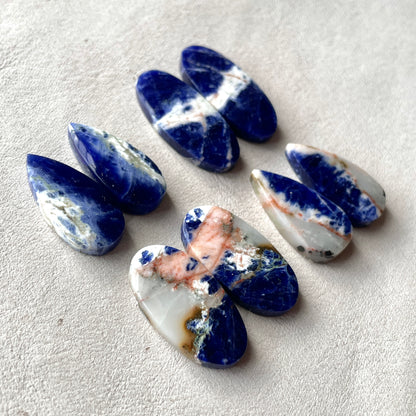 Sodalite Cabochon Pairs Smooth - Choose your Pair (W11)