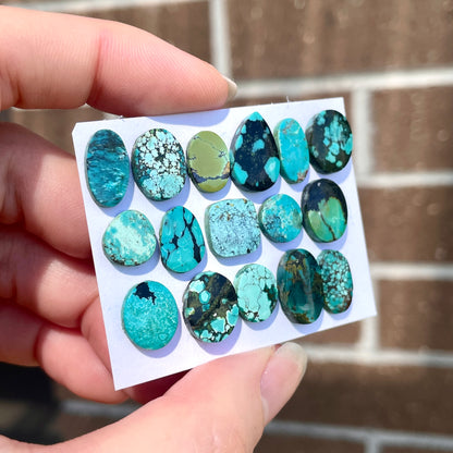 9-14mm Tibetan Turquoise Cabochon Smooth  - Choose your Stone (W11)
