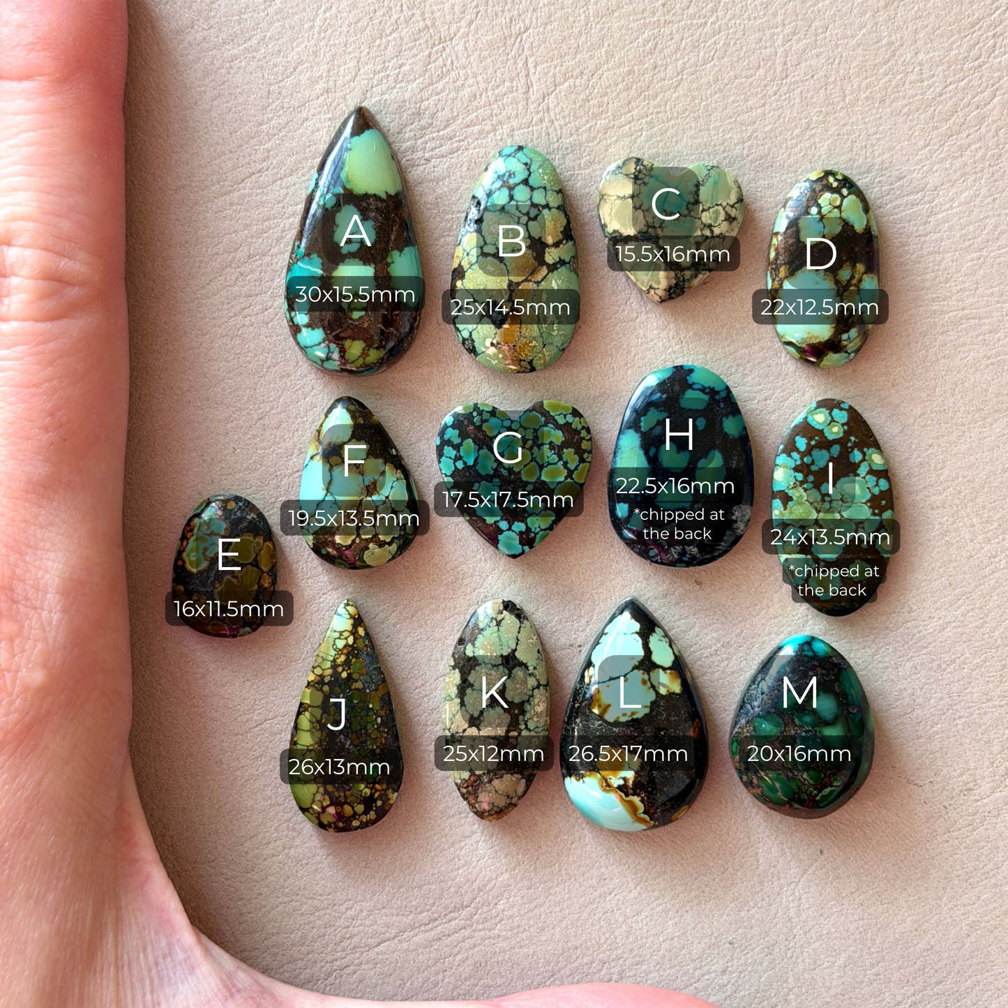 Bamboo Mountain Hubei Turquoise Cabochon Smooth (Backed) - Choose your Stone (W15-C)