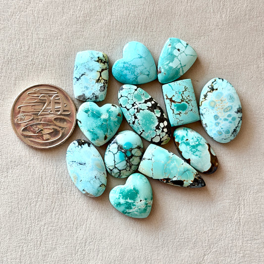 Seafoam Green/Pale Blue Hubei Turquoise Cabochon Smooth (Backed) - Choose your Stone (W7)