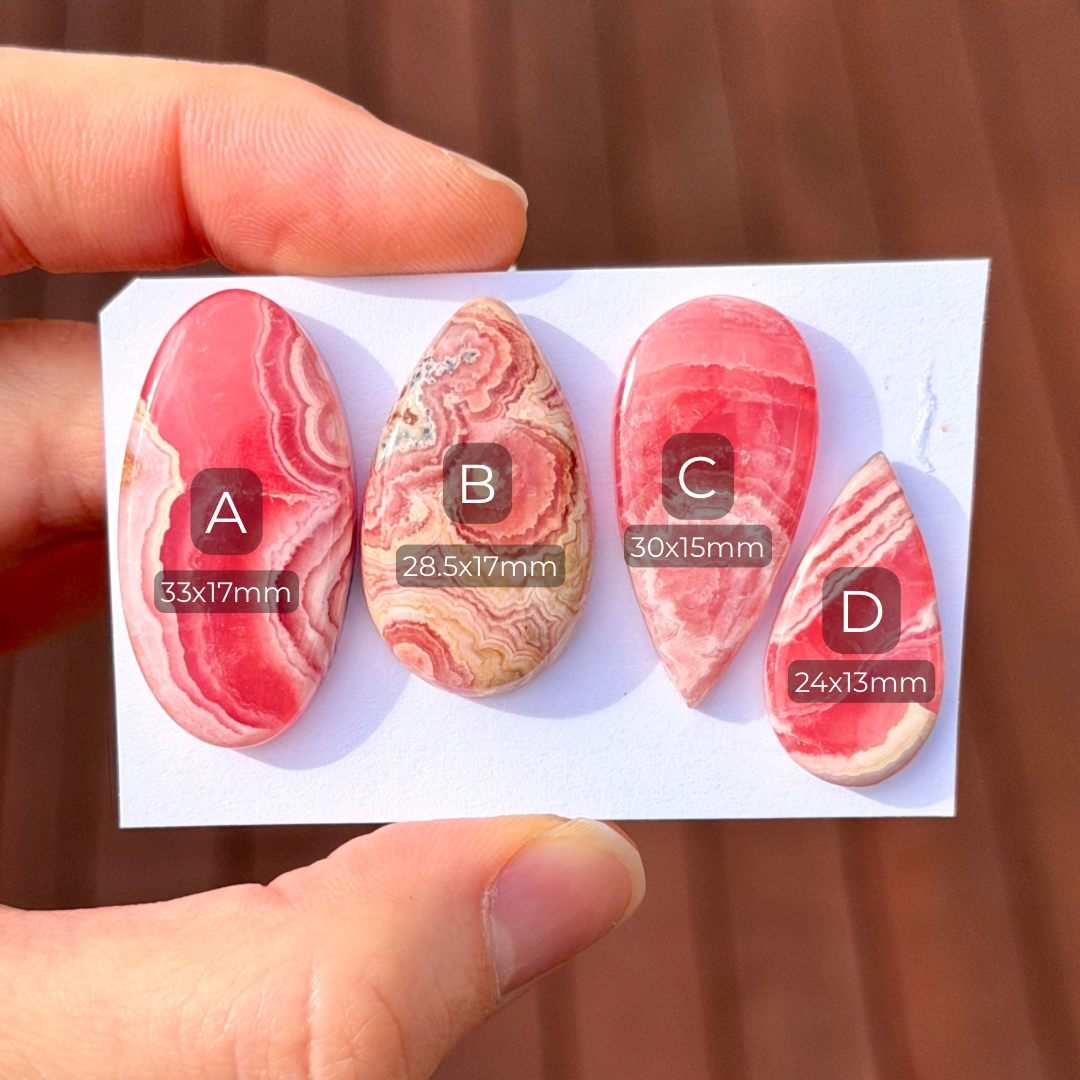 Gemmy (Red) Rhodochrosite Cabochon Smooth - Choose your Stone (B)(W17)