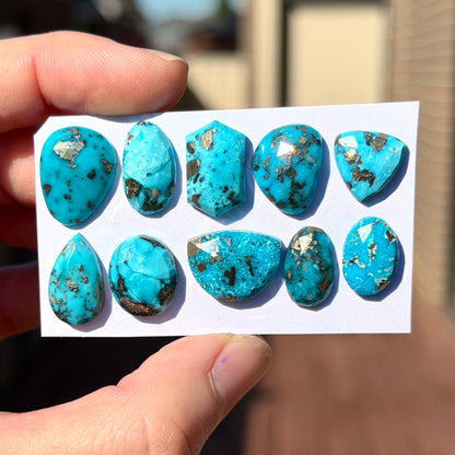 Morenci Turquoise with Pyrite Cabochon Rose cut - Choose your Stone (W14)