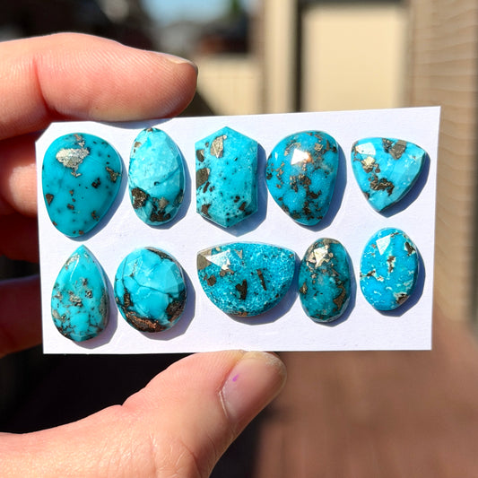Morenci Turquoise with Pyrite Cabochon Rose cut - Choose your Stone (W14)