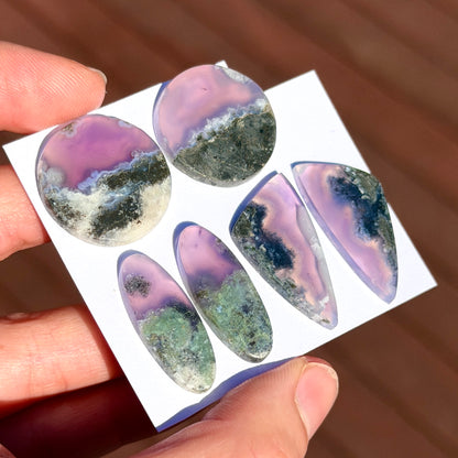 Lavender (Purple) Moss Agate Cabochon Pairs - Choose your Pair (W14)