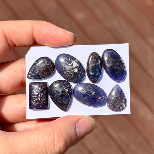 16-22mm Bloodshot (Rainbow Confetti) Iolite Cabochon Smooth - Choose your Stone (W11-EY)
