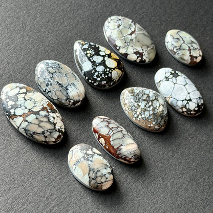 Dark Moon Hubei ("White Turquoise") Cabochon Smooth (Backed) - Choose your Stone (W13)