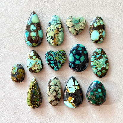 Bamboo Mountain Hubei Turquoise Cabochon Smooth (Backed) - Choose your Stone (W15-C)