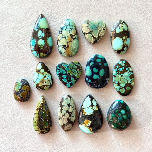 Bamboo Mountain Hubei Turquoise Cabochon Smooth (Backed) - Choose your Stone (W15-C)