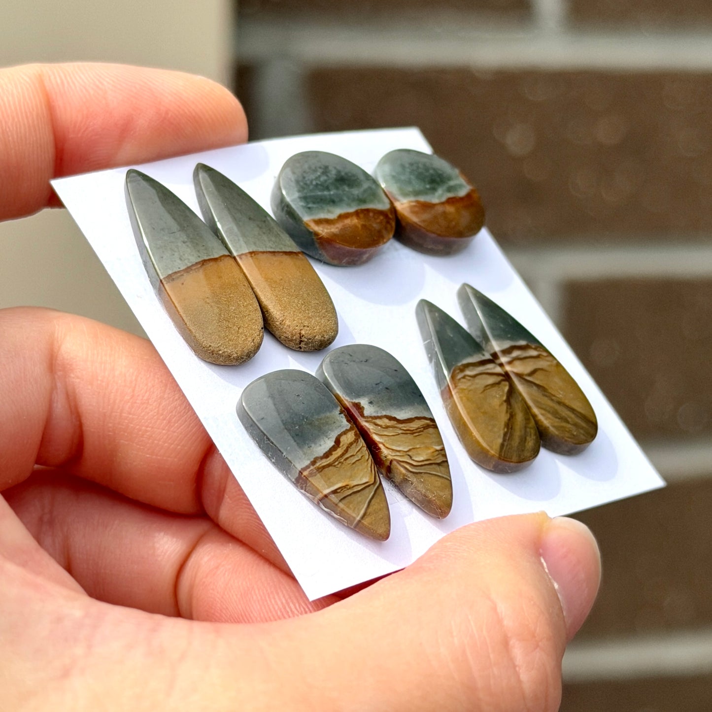 Scenic Polychrome Jasper Cabochon Pairs - Choose your Pair (W8)