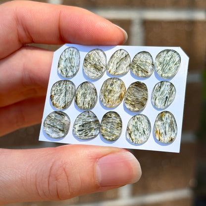 10-12mm Green Rutilated Quartz Cabochon Rose cut - Choose your Stone (W5)
