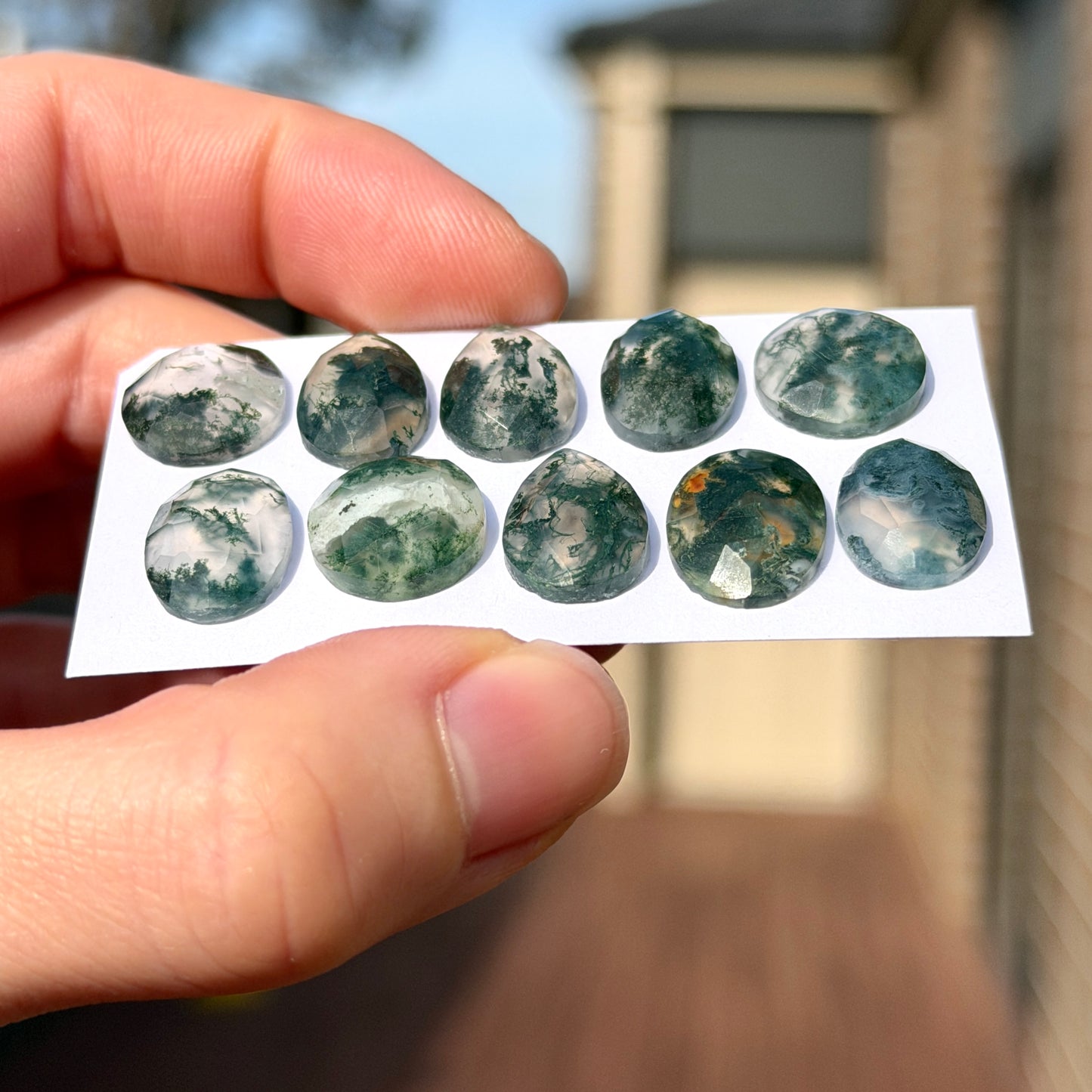 Green Moss Agate Cabochon Rose cut - Choose your Stone (W3)