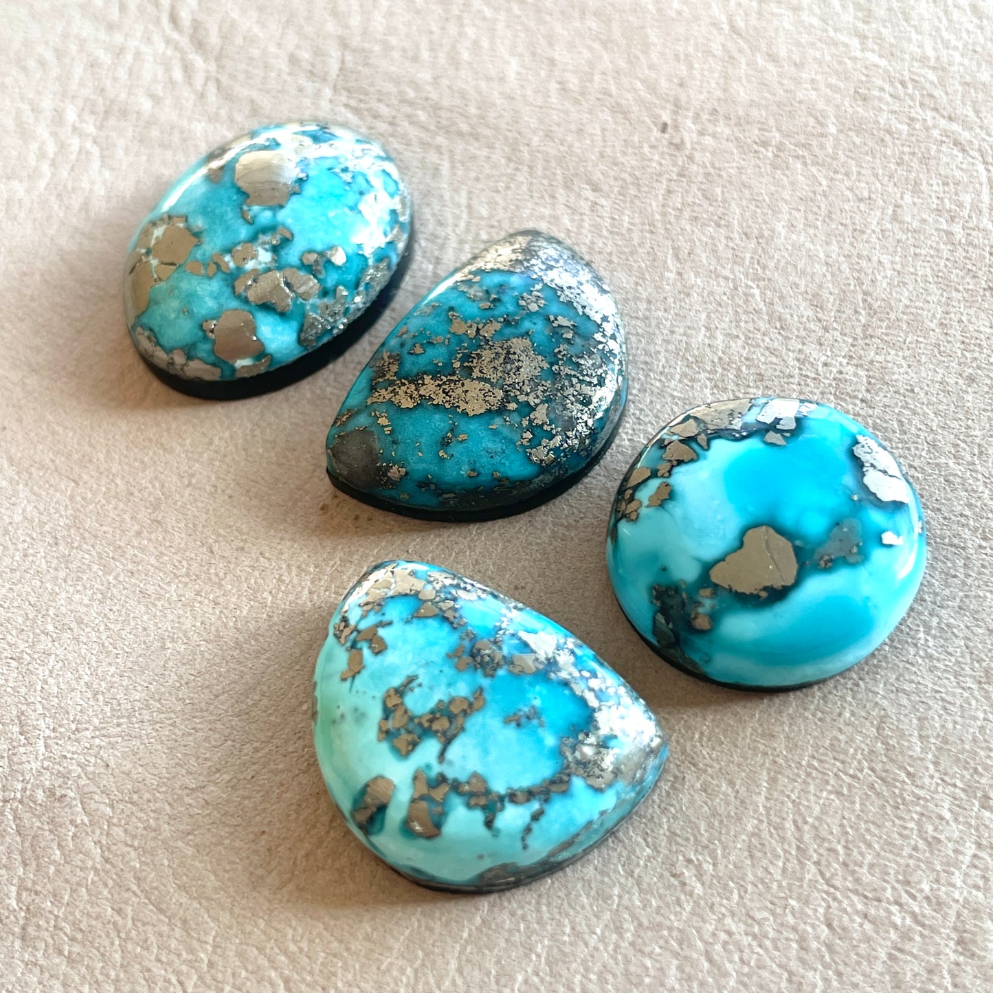 16-20mm Morenci Turquoise with Pyrite Cabochon Smooth (Backed) - Choose your Stone (W9)