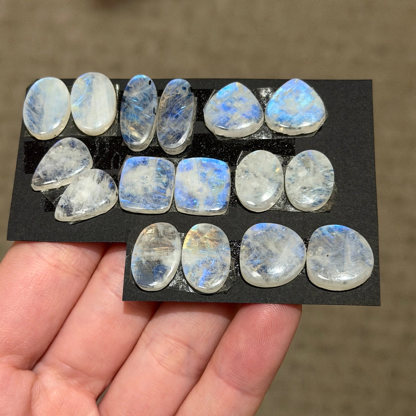 12-17mm Rainbow Moonstone Cabochon Pairs - Choose your Pair (W16)