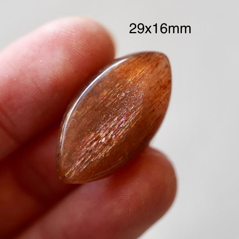 Rainbow 'Meteor Shower' Sunstone Cabochon - 29 x 16mm (B-W2)