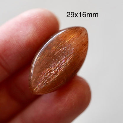 Rainbow 'Meteor Shower' Sunstone Cabochon - 29 x 16mm (B-W2)