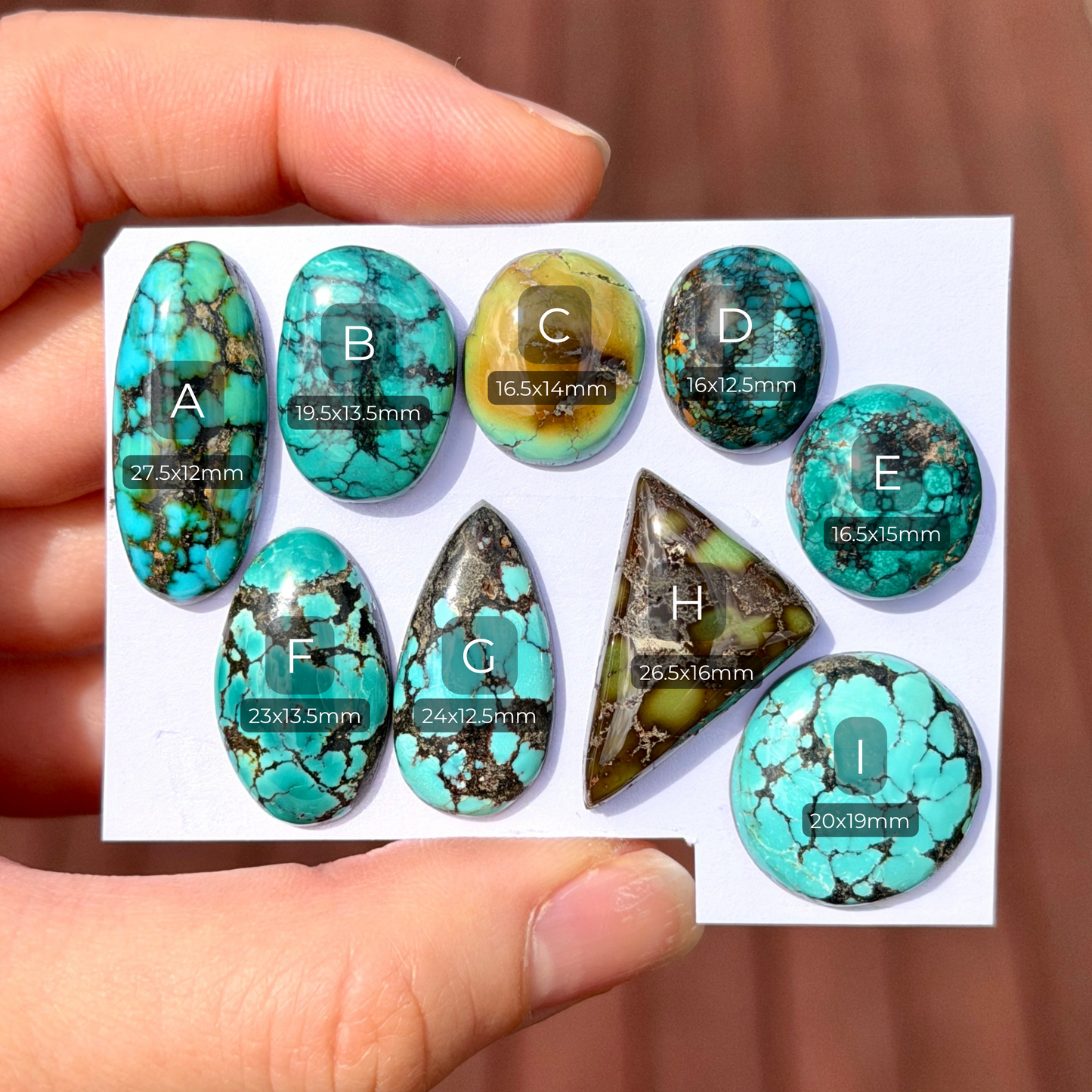 16-28mm Hubei Turquoise Cabochon Smooth (Backed) - Choose your Stone (D-W12)