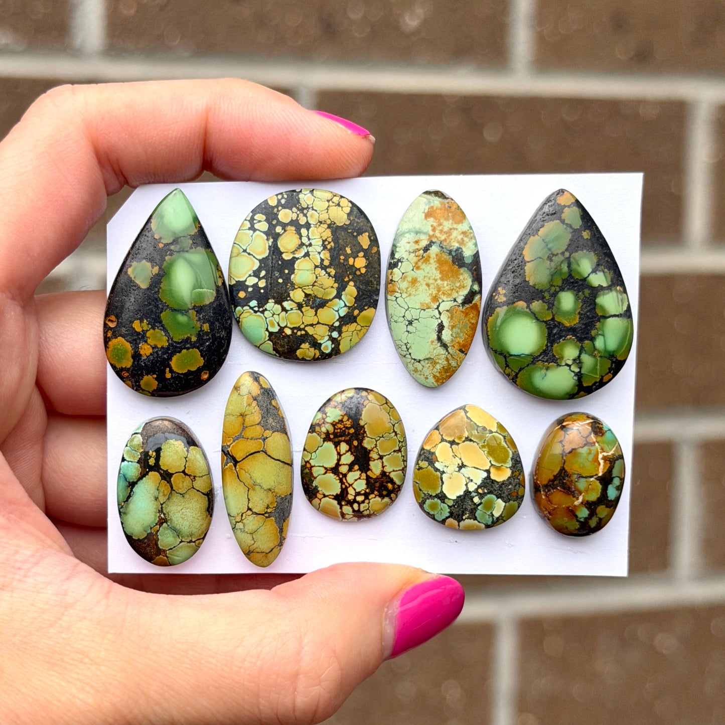 17-30mm Green Bamboo Mountain Hubei Turquoise Cabochon Smooth (Backed) - Choose your Stone (W13)