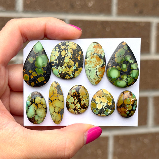 17-30mm Green Bamboo Mountain Hubei Turquoise Cabochon Smooth (Backed) - Choose your Stone (W13)